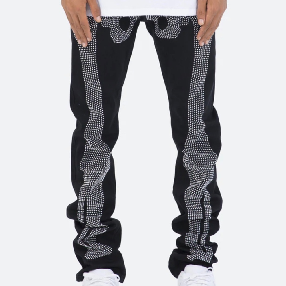 mnml skeleton rhinestone jeans